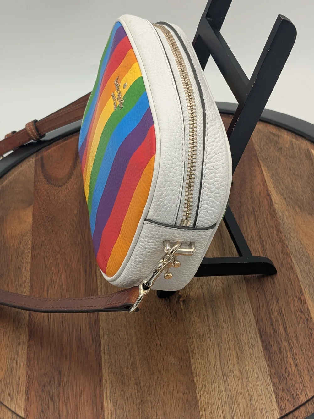 Kate Spade Kourtney Rainbow Stripe Leather Camera Bag Crossbody WKRU6940